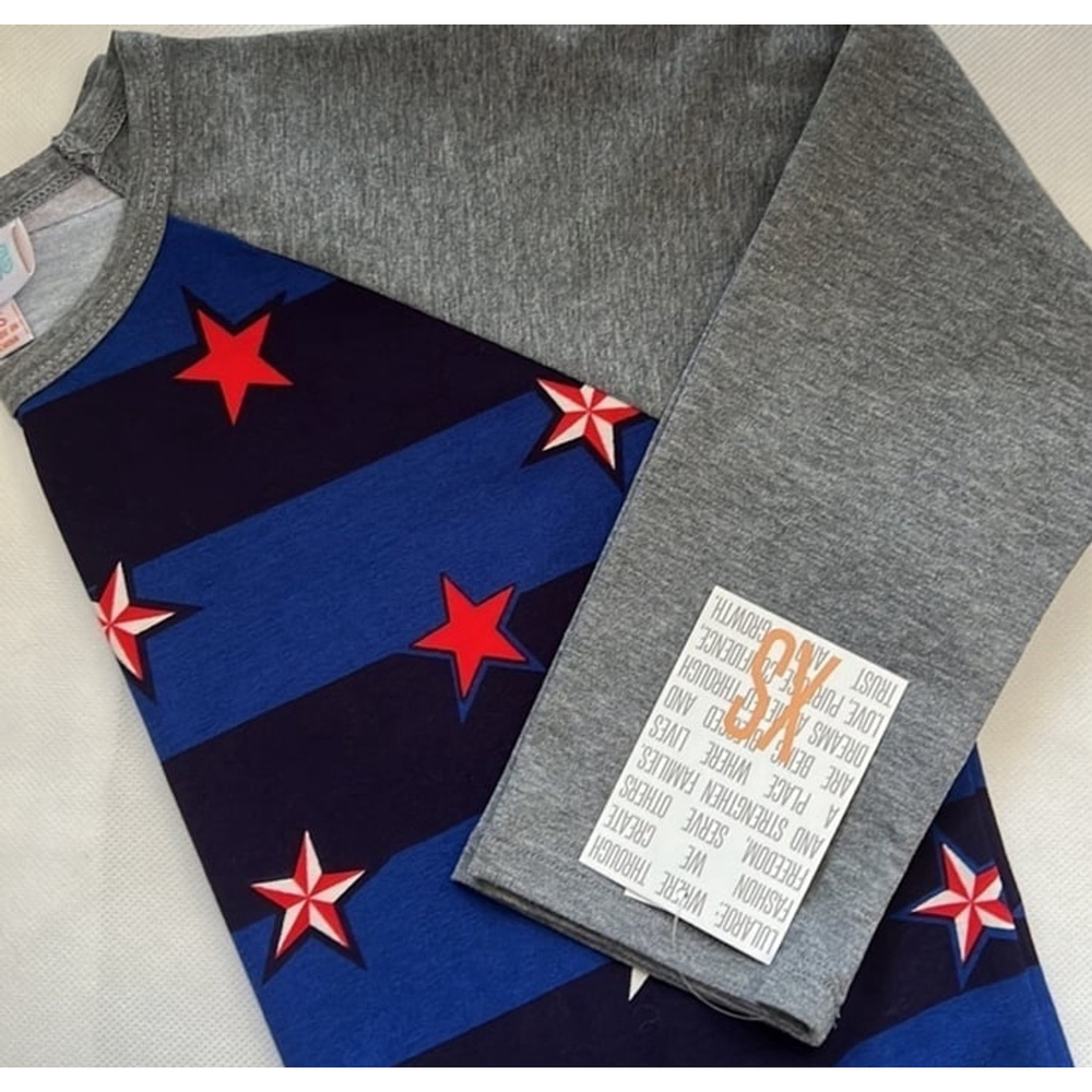 NWT Nautical Stars Baseball Tee LulaRoe Randy Size XS Americana